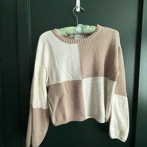 Z Supply Colorblock Sweater - Cream and Brown